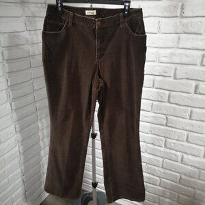 St. John's Bay Stretch Ladies Size 12 Dark Brown Straight Leg Corduroys
